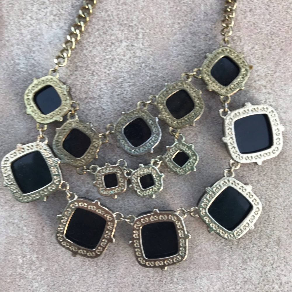 Black Bezeled Statement Necklace - image 2